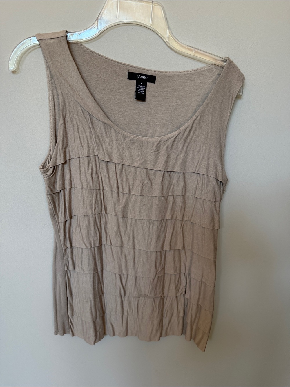 Alfani Beige Layered Ruffle Tank Top